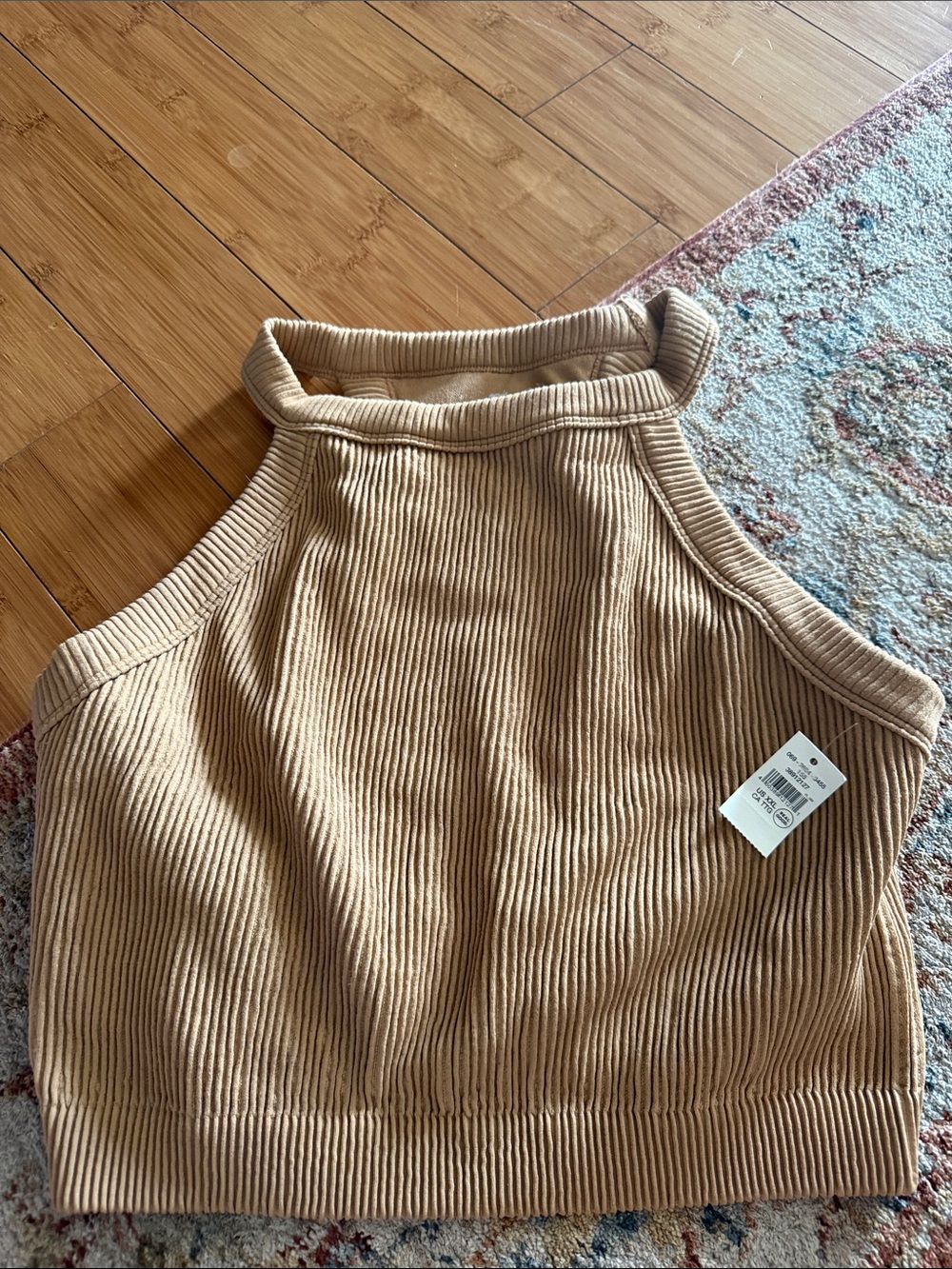 NWT aerie Ribbed High-Neck Cropped Tank - Brown